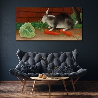 Hare with carrots Print on canvas