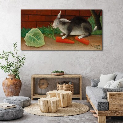Hare with carrots Print on canvas
