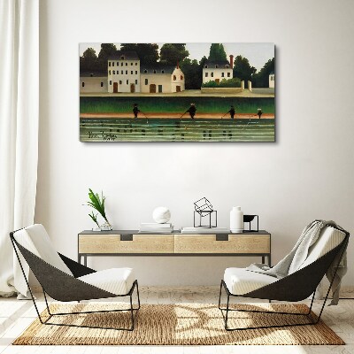 Fish hunters by the river Canvas wall art