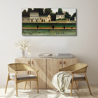 Fish hunters by the river Canvas wall art