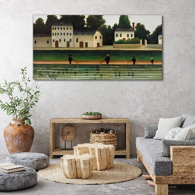 Fish hunters by the river Canvas wall art