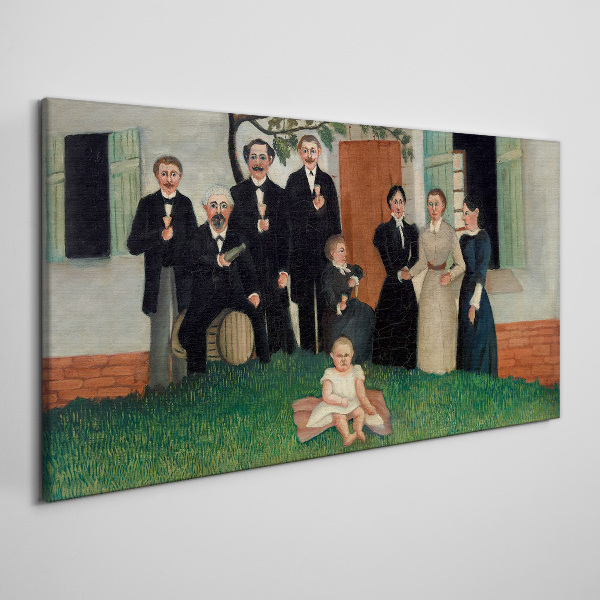 Family meeting in the garden Canvas wall art