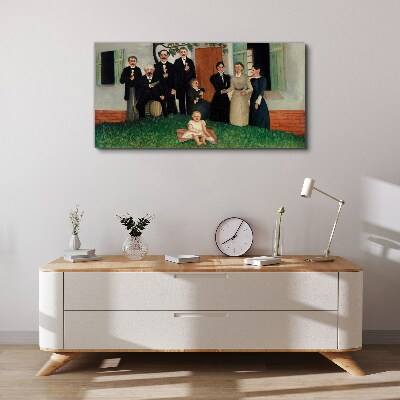 Family meeting in the garden Canvas wall art