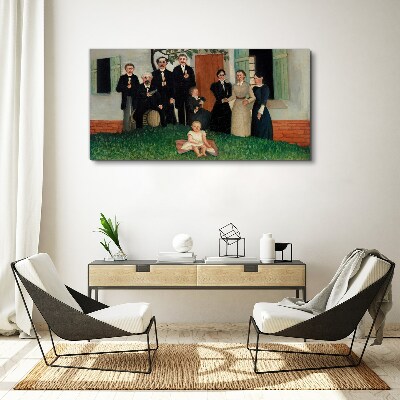 Family meeting in the garden Canvas wall art