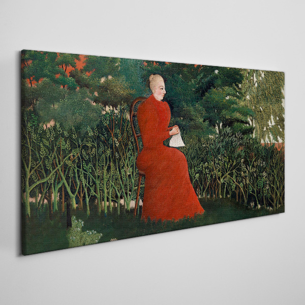 Red Coat in the Garden Print on canvas