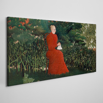 Red Coat in the Garden Print on canvas