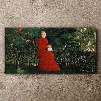 Red Coat in the Garden Print on canvas