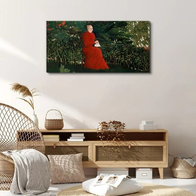 Red Coat in the Garden Print on canvas