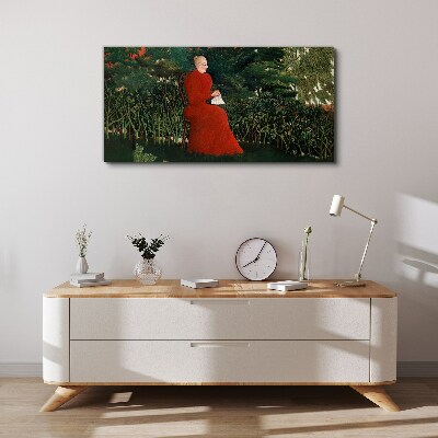 Red Coat in the Garden Print on canvas