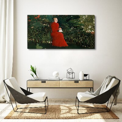 Red Coat in the Garden Print on canvas