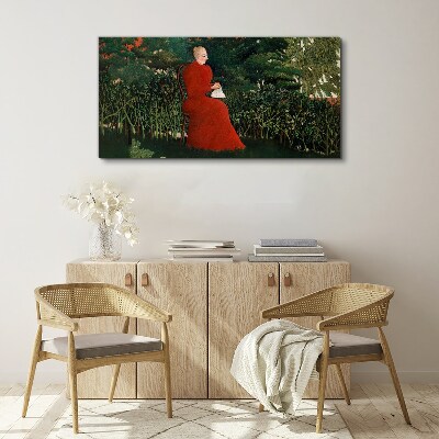 Red Coat in the Garden Print on canvas