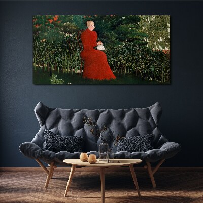 Red Coat in the Garden Print on canvas