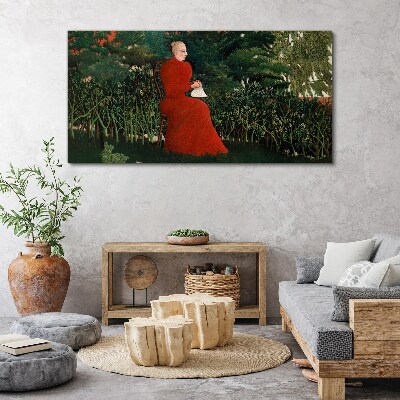 Red Coat in the Garden Print on canvas