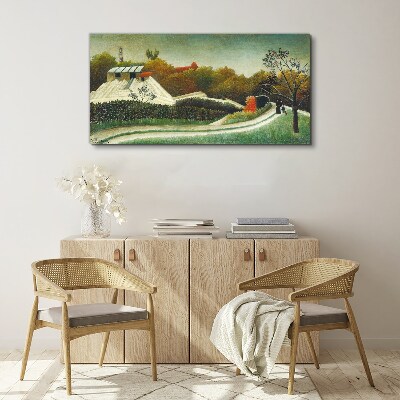 Countryside scenery with trees Print on canvas