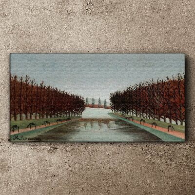 Winter landscape with a river Canvas wall art