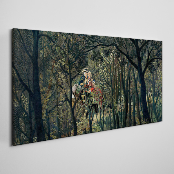 Mysterious Rider in the Forest Print on canvas