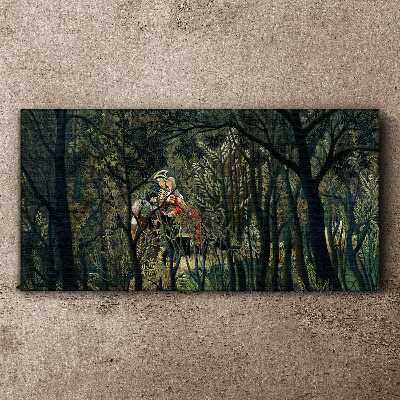 Mysterious Rider in the Forest Print on canvas