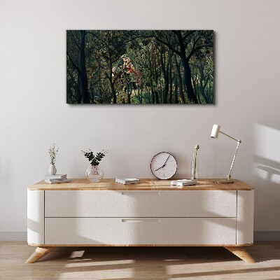 Mysterious Rider in the Forest Print on canvas