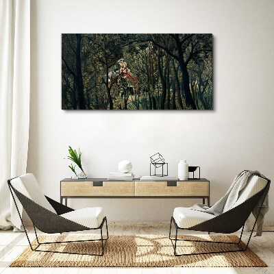 Mysterious Rider in the Forest Print on canvas
