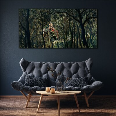 Mysterious Rider in the Forest Print on canvas