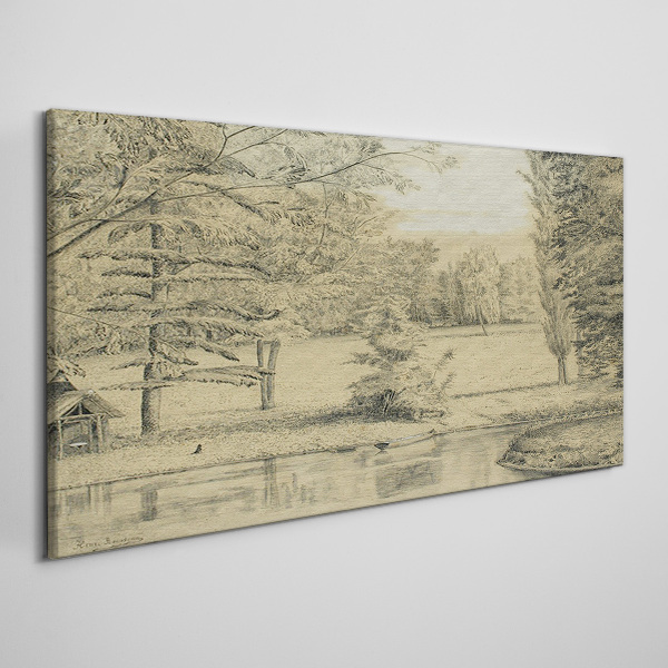 A peaceful landscape by the river Canvas wall art