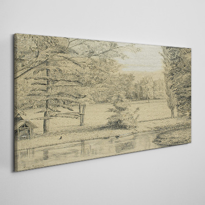 A peaceful landscape by the river Canvas wall art