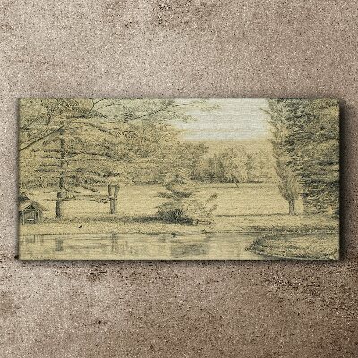 A peaceful landscape by the river Canvas wall art