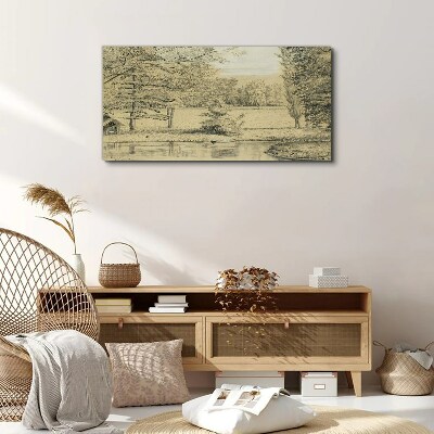 A peaceful landscape by the river Canvas wall art