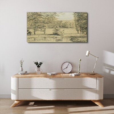 A peaceful landscape by the river Canvas wall art