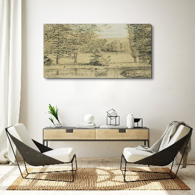 A peaceful landscape by the river Canvas wall art
