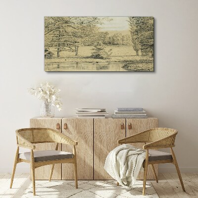 A peaceful landscape by the river Canvas wall art