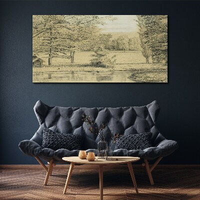 A peaceful landscape by the river Canvas wall art