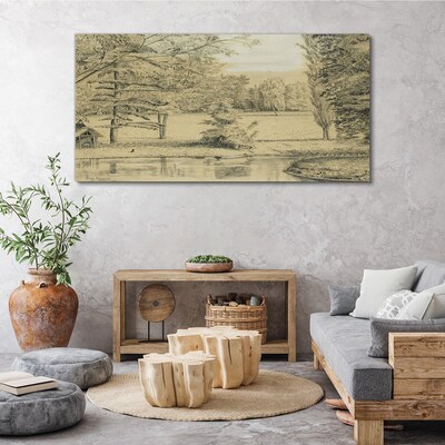 A peaceful landscape by the river Canvas wall art