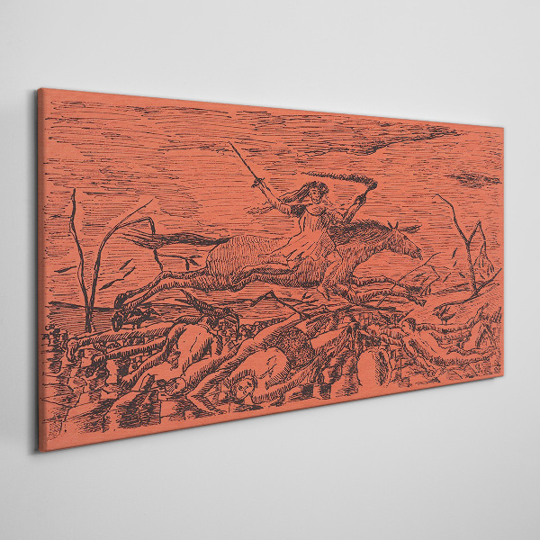 Rider on a Fiery Landscape Print on canvas