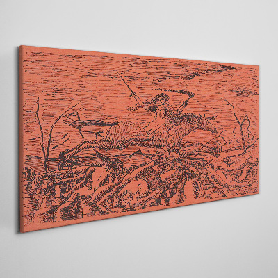Rider on a Fiery Landscape Print on canvas