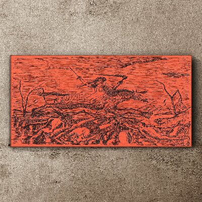 Rider on a Fiery Landscape Print on canvas