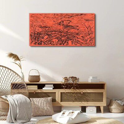 Rider on a Fiery Landscape Print on canvas