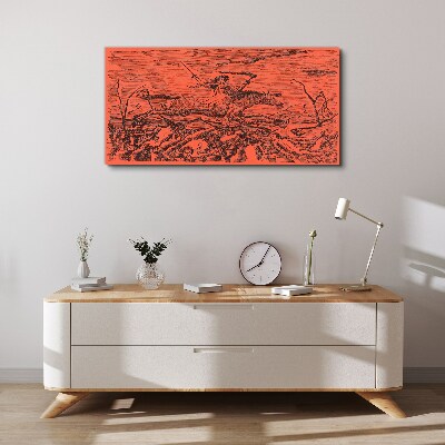 Rider on a Fiery Landscape Print on canvas
