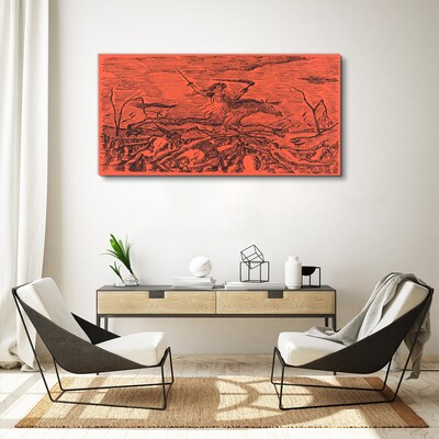 Rider on a Fiery Landscape Print on canvas
