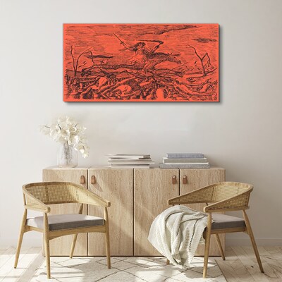 Rider on a Fiery Landscape Print on canvas
