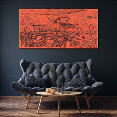 Rider on a Fiery Landscape Print on canvas