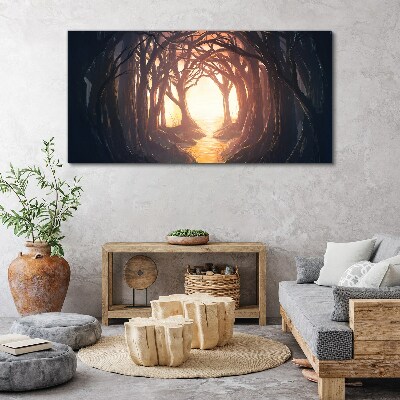 Light in the forest Canvas wall art
