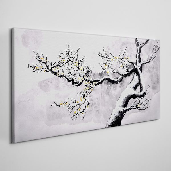 A blooming branch in a monochromatic tone Print on canvas
