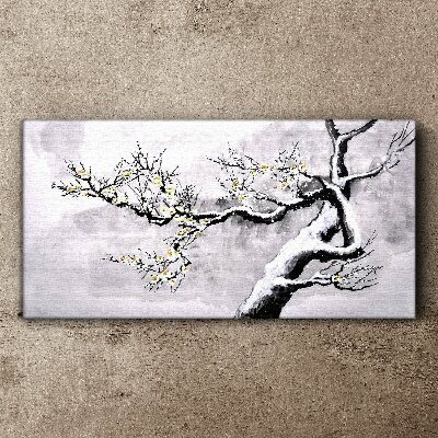 A blooming branch in a monochromatic tone Print on canvas