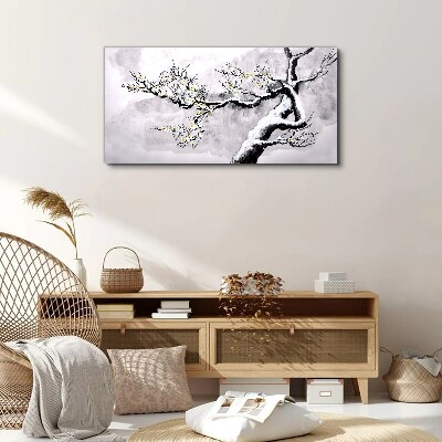 A blooming branch in a monochromatic tone Print on canvas