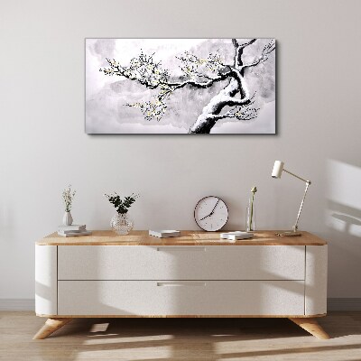 A blooming branch in a monochromatic tone Print on canvas