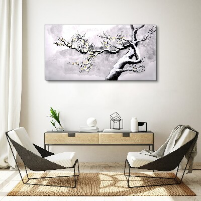 A blooming branch in a monochromatic tone Print on canvas
