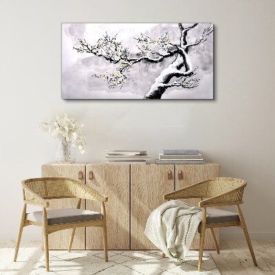 A blooming branch in a monochromatic tone Print on canvas