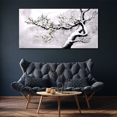 A blooming branch in a monochromatic tone Print on canvas
