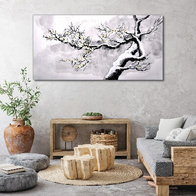 A blooming branch in a monochromatic tone Print on canvas